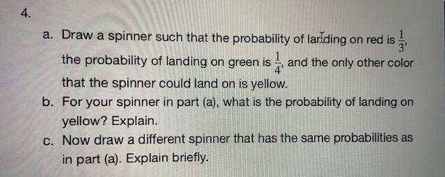 the experimental probability of the spinner landing on red