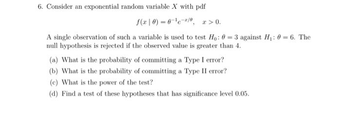 Solved Consider an exponential random variable X with pdf | Chegg.com