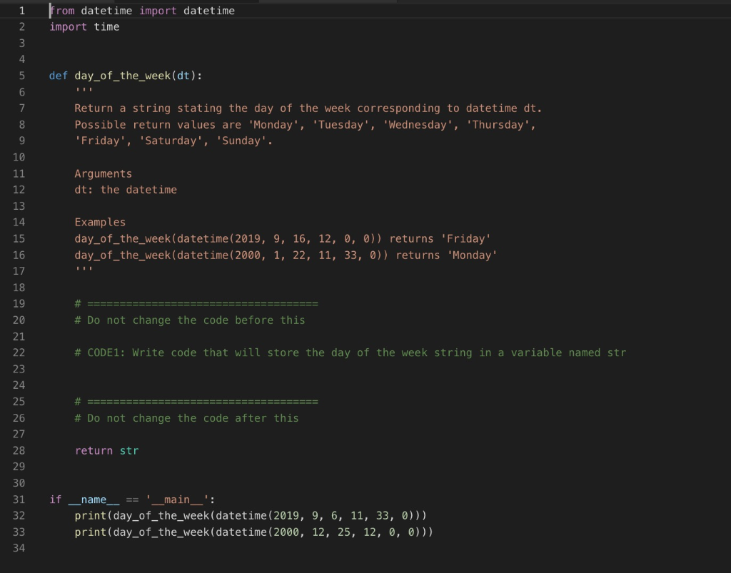 Datetime Determine Day Of Week