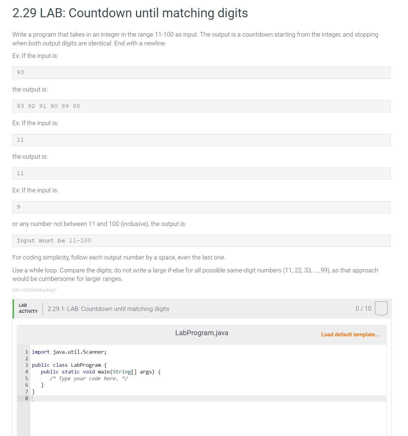 Solved 2.29 LAB: Countdown until matching digits Write a | Chegg.com