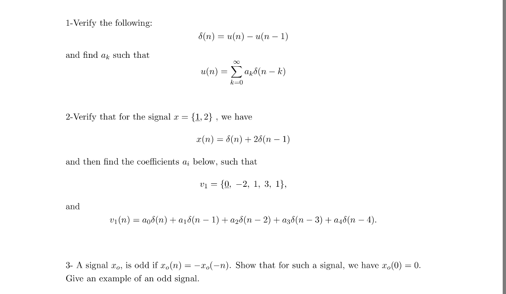 Solved 1 Verify The Following 6 N U N U X 1 And Chegg Com