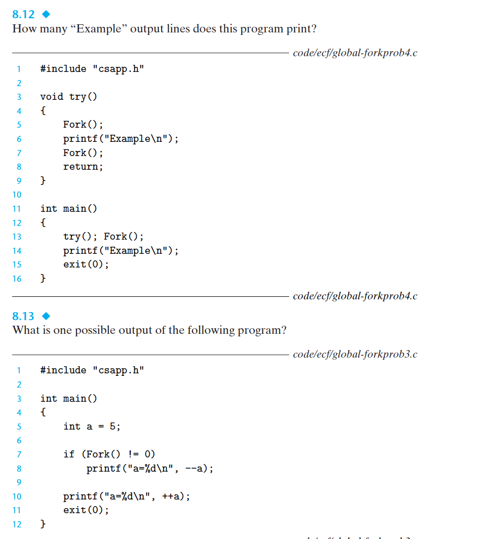 Solved 8.12 How many “Example” output lines does this | Chegg.com