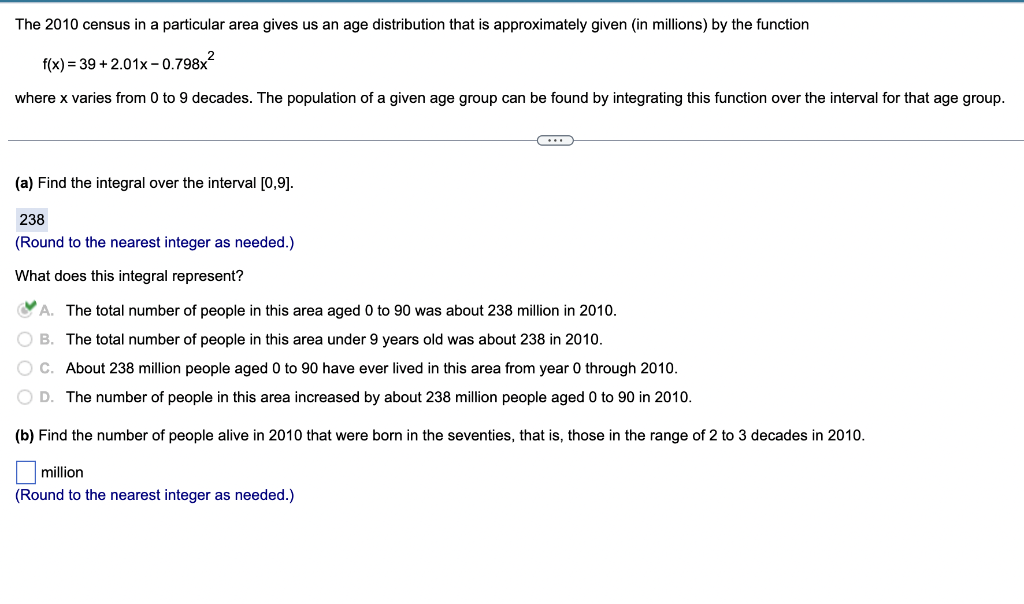 Solved The 2010 Census In A Particular Area Gives Us An Age | Chegg.com