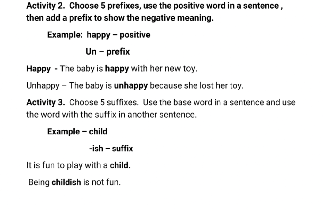 II. A. Givethe meaning of the prefix and give example | Chegg.com