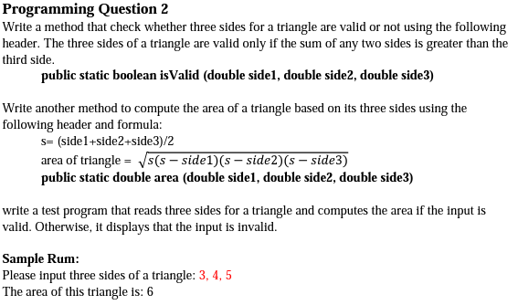 Solved Programming Question 2 Write a method that check | Chegg.com