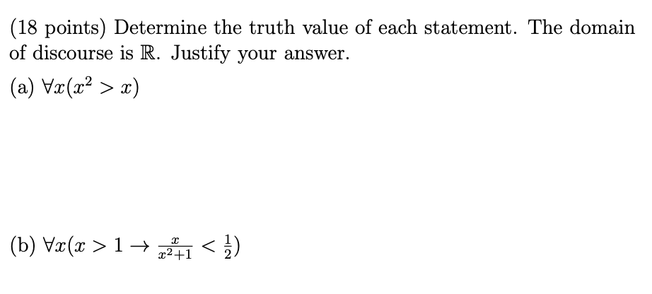 Solved Points Determine The Truth Value Of Each Chegg Com