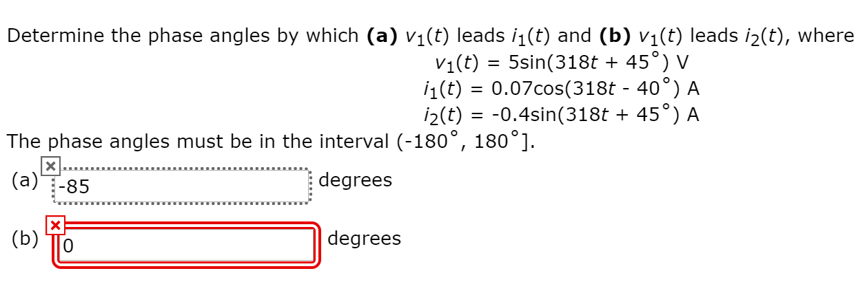 Solved Determine the phase angles by which (a) vi(t) leads | Chegg.com