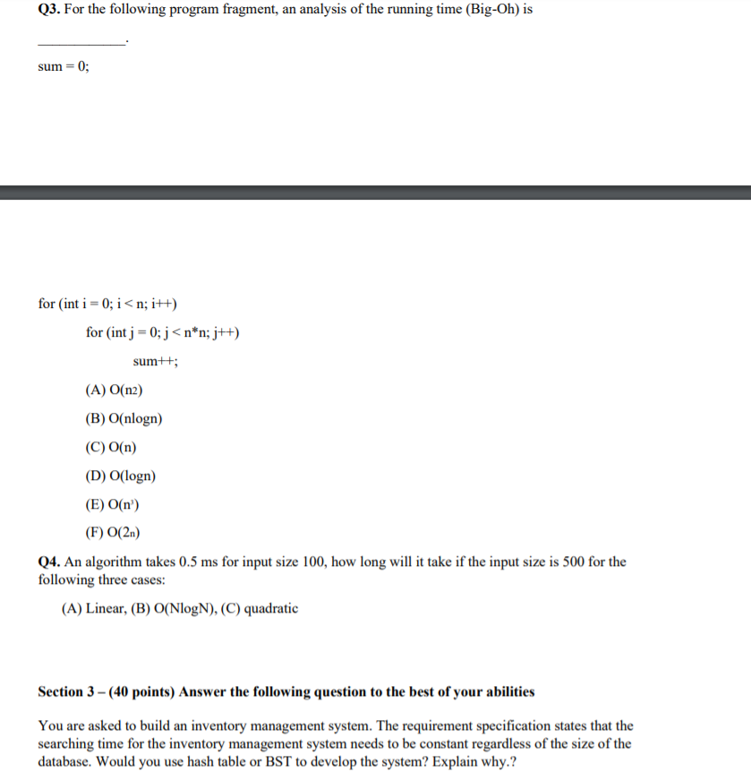 Solved Q3. For the following program fragment, an analysis | Chegg.com
