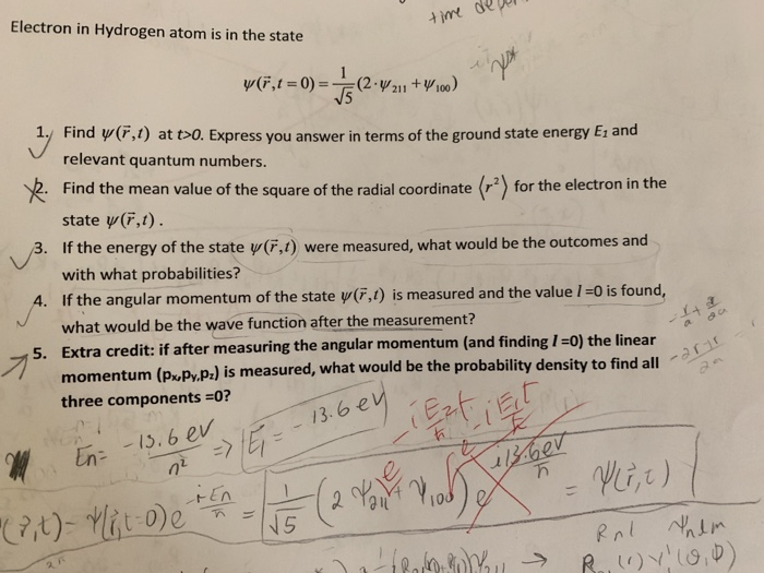 Solved Electron in Hydrogen atom is in the state 1. Find | Chegg.com