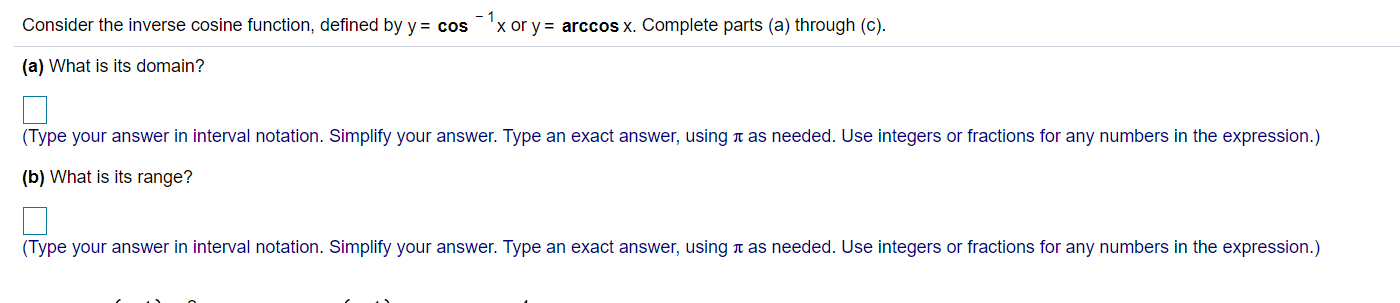 inverse function of y=cos x