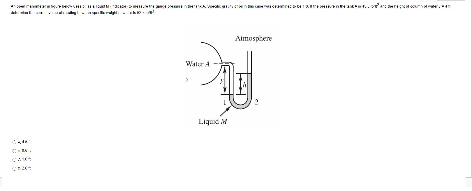 Solved An open manometer in figure below uses oil as a | Chegg.com