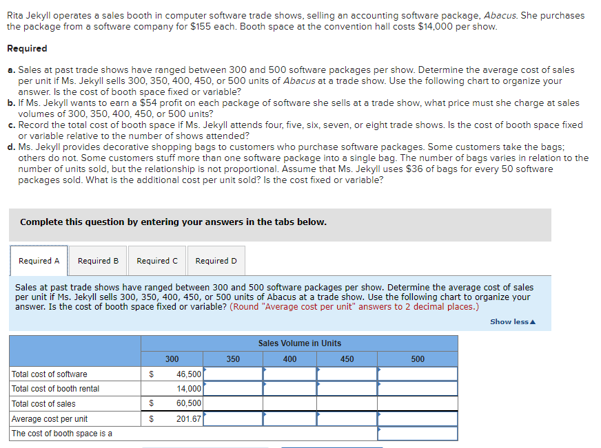 Solved Rita Jekyll operates a sales booth in computer | Chegg.com
