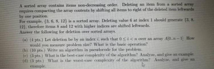 Solved A sorted array contains items non-decreasing order. | Chegg.com