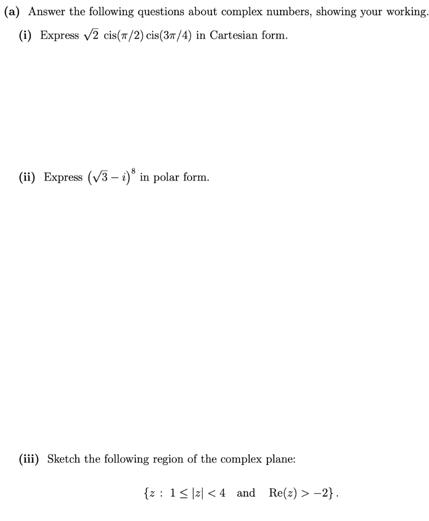 Solved (a) Answer the following questions about complex | Chegg.com