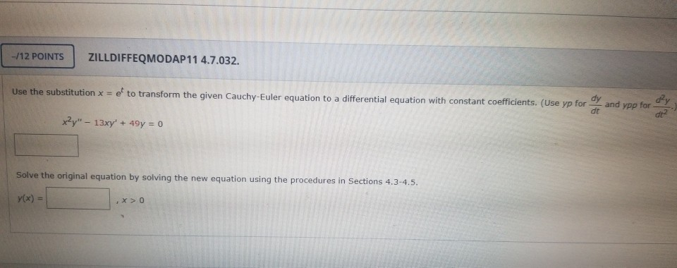 Solved -/12 POINTS ZILLDIFFEQMODAP11 4.7.032. Use The | Chegg.com