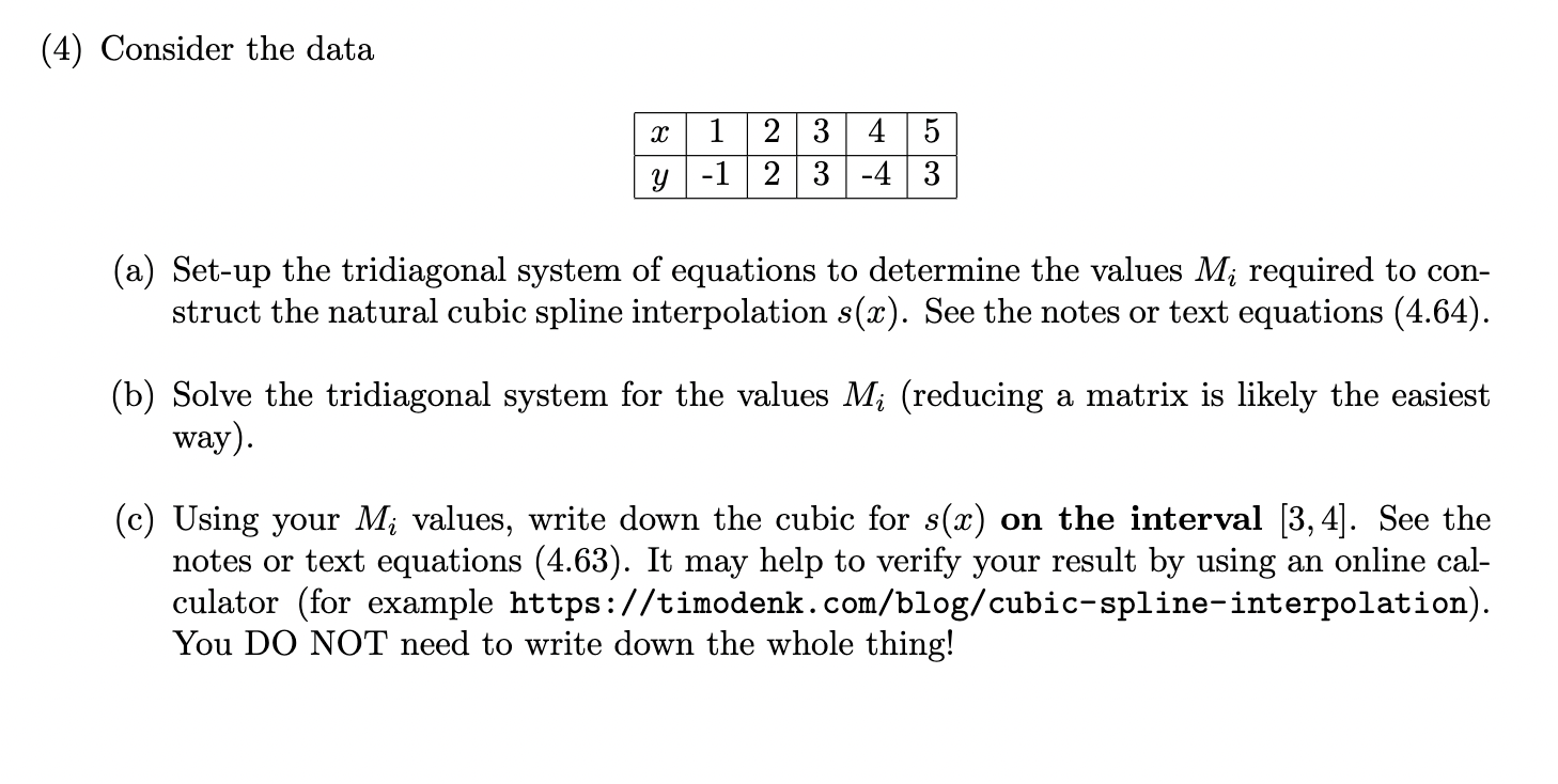 Solved (4) Consider the data X 1 2 3 4 5 Y -1 | 2 | 3 -4 3 | Chegg.com