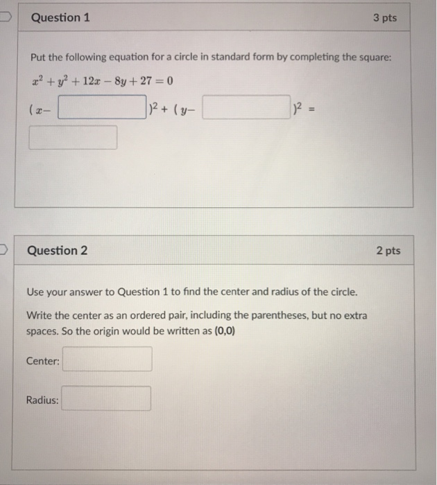 Solved D | Question 1 3 pts Put the following equation for a | Chegg.com