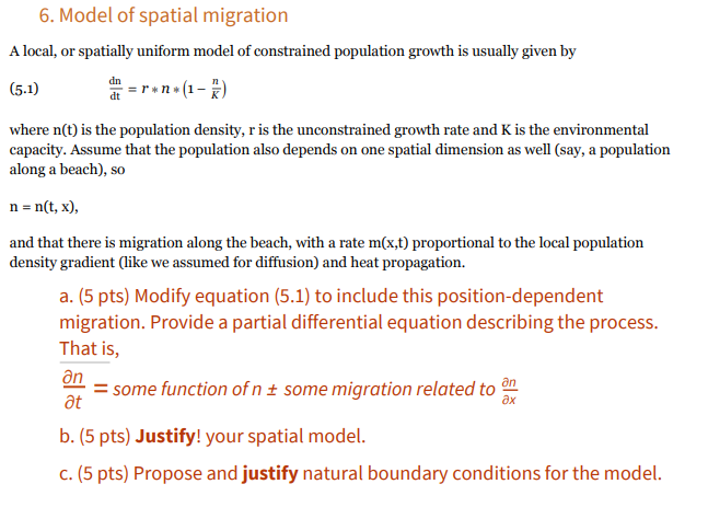 Solved 6. Model of spatial migration A local, or spatially | Chegg.com