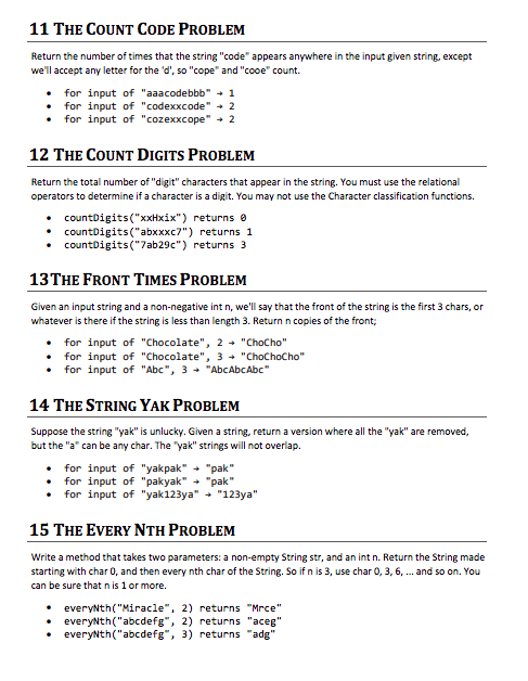 Solved 11 THE COUNT CODE PROBLEM Return the number of times | Chegg.com