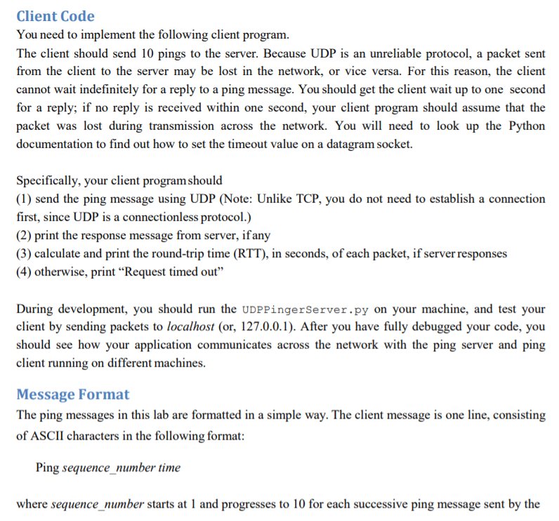 Solved Client Code You need to implement the following | Chegg.com