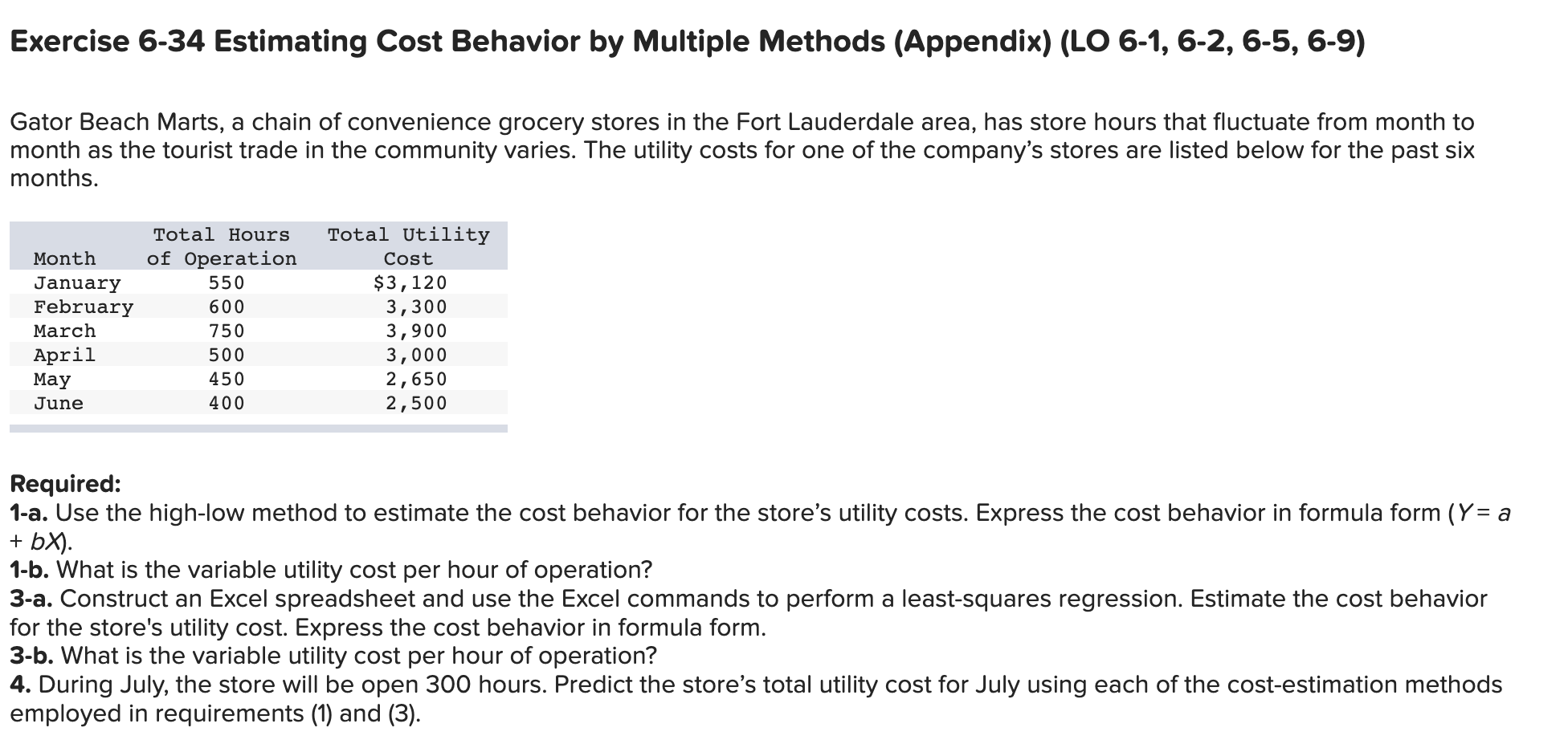 Solved Exercise 6-34 Estimating Cost Behavior by Multiple