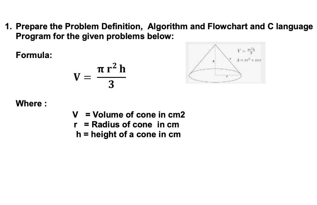 Solved 1. Prepare the Problem Definition, Algorithm and | Chegg.com