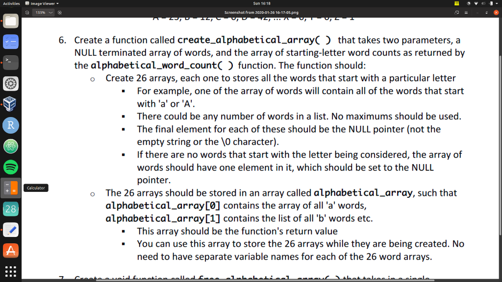 Activities Sun 16:18 Image Viewer 133% @ @ Screenshot from 2020-01-26 16-17-05.png CITY.. 6. Create a function called create_