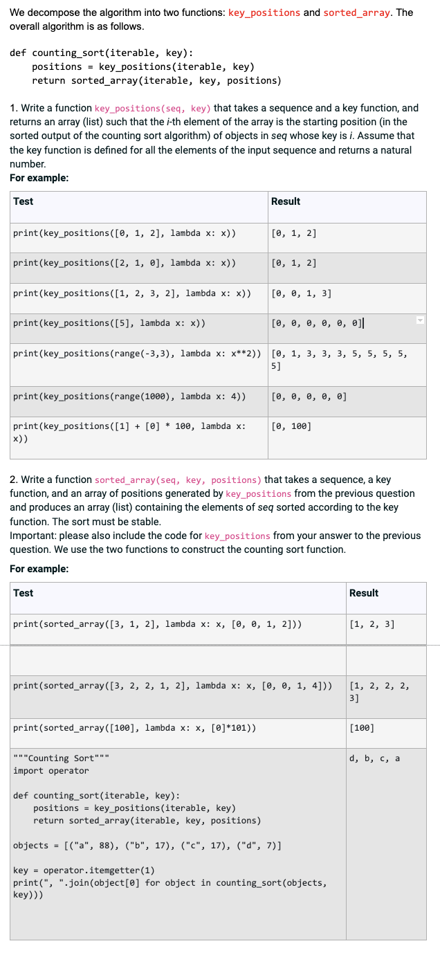 Solved We decompose the algorithm into two functions: | Chegg.com
