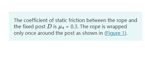 Solved The coefficient of static friction between the rope | Chegg.com