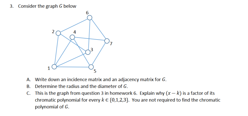 3. Consider the graph G below A. Write down an | Chegg.com