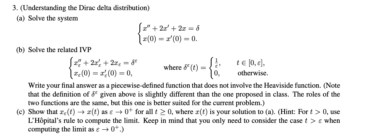 Solved 3. (Understanding the Dirac delta distribution) (a) | Chegg.com