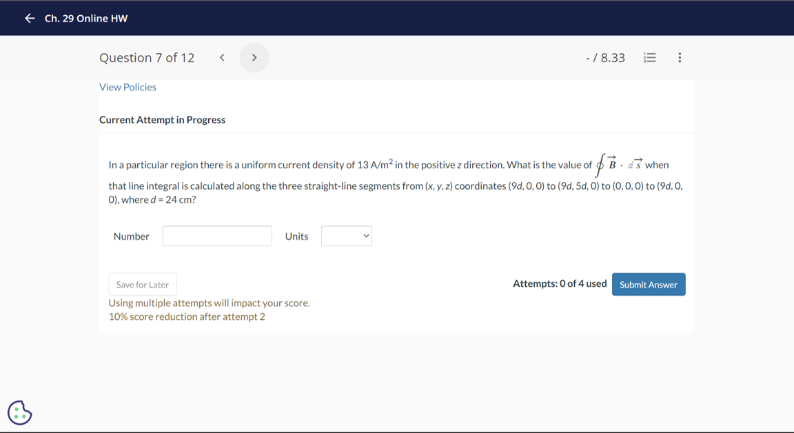 Solved In a particular region there is a uniform current | Chegg.com