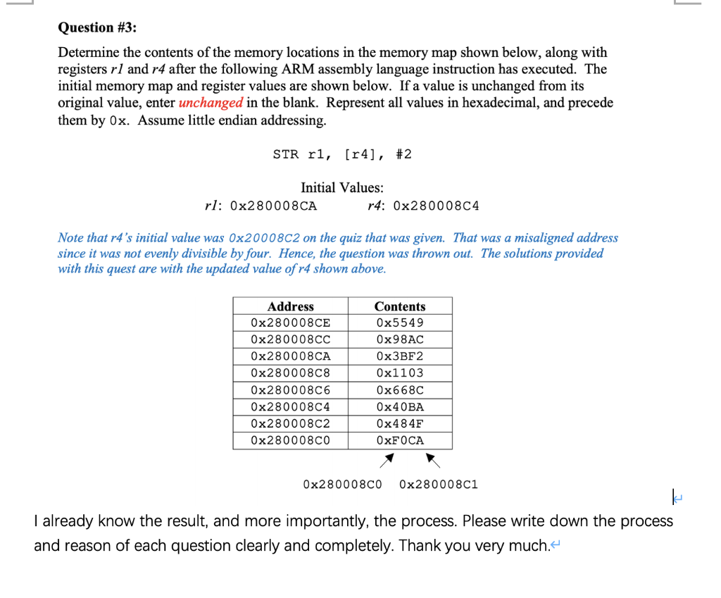 Solved Question #3: Determine the contents of the memory | Chegg.com