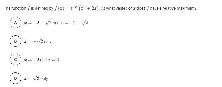 Solved The Function F Is Defined By F (x)=e* (.22 + 2x). At 