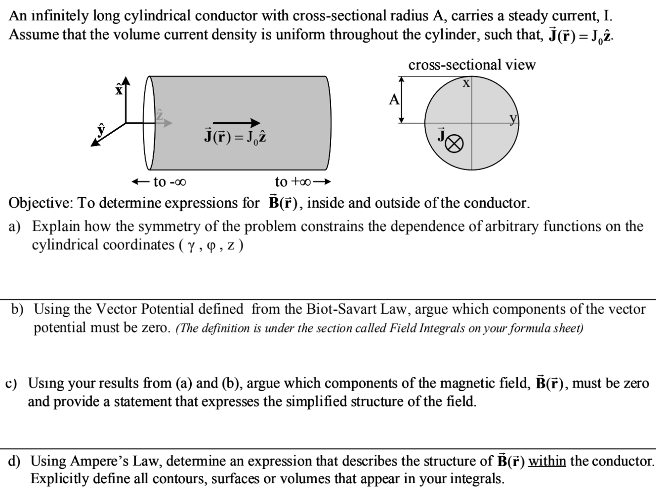 Solved An Infinitely Long Cylindrical Conductor With | Chegg.com