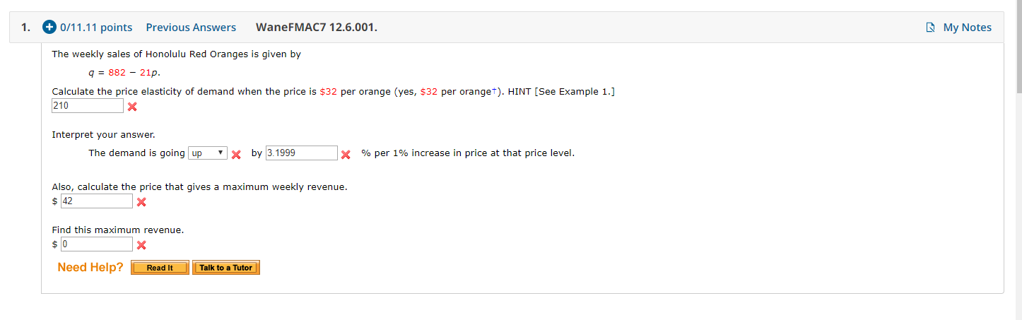 Solved 1. + 0/11.11 points Previous Answers WaneFMAC7 | Chegg.com