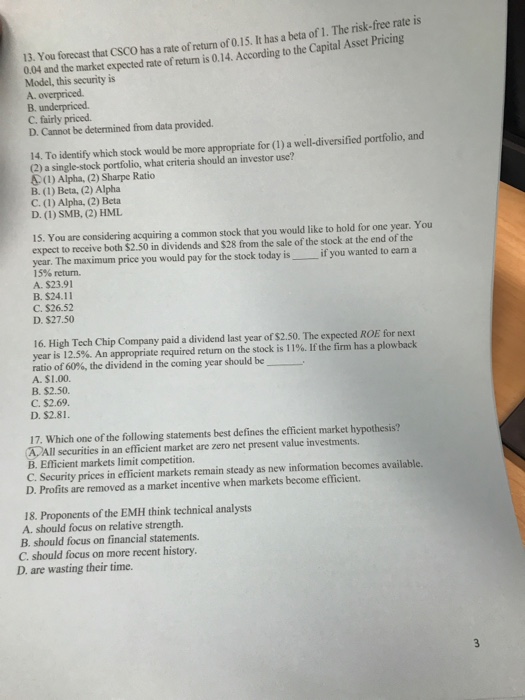 Solved Please select the correct multiple choice for each | Chegg.com