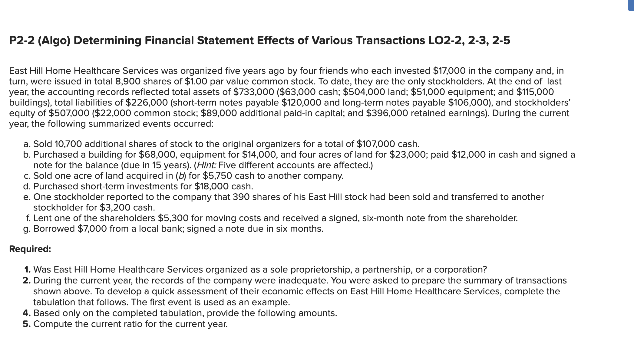 Solved P2-2 (Algo) Determining Financial Statement Effects | Chegg.com