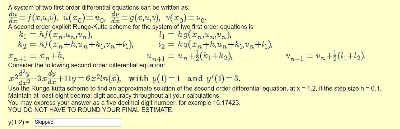 Solved A system of two first order differential equations | Chegg.com