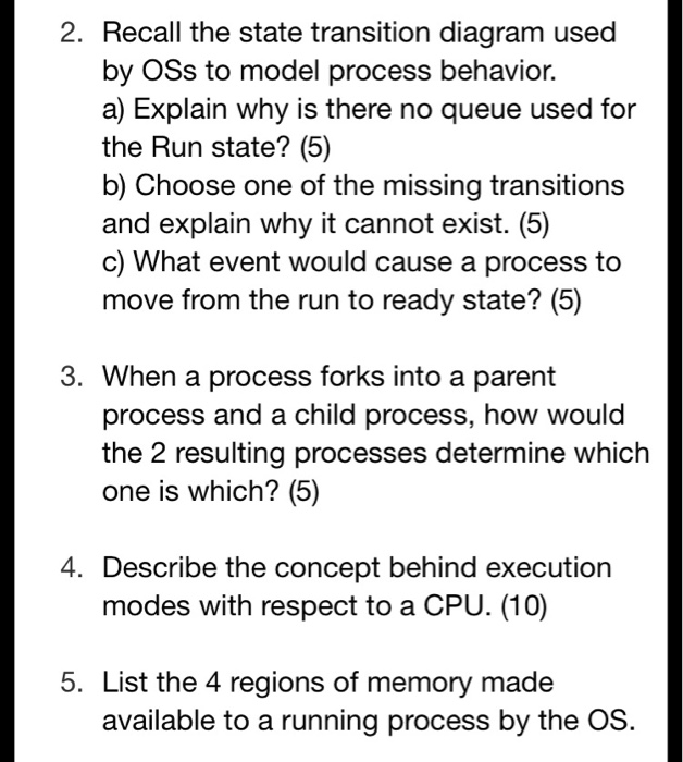 Solved 2. Recall the state transition diagram used by OSs to | Chegg.com