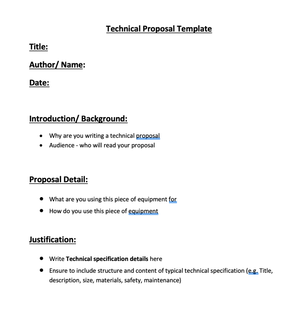 Solved Brief 21. Write a technical proposal to your manager  Chegg.com In Equipment Proposal Template