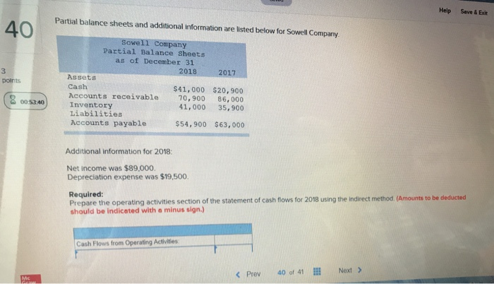 Solved Help Save&Exit Partial balance sheets and additional | Chegg.com