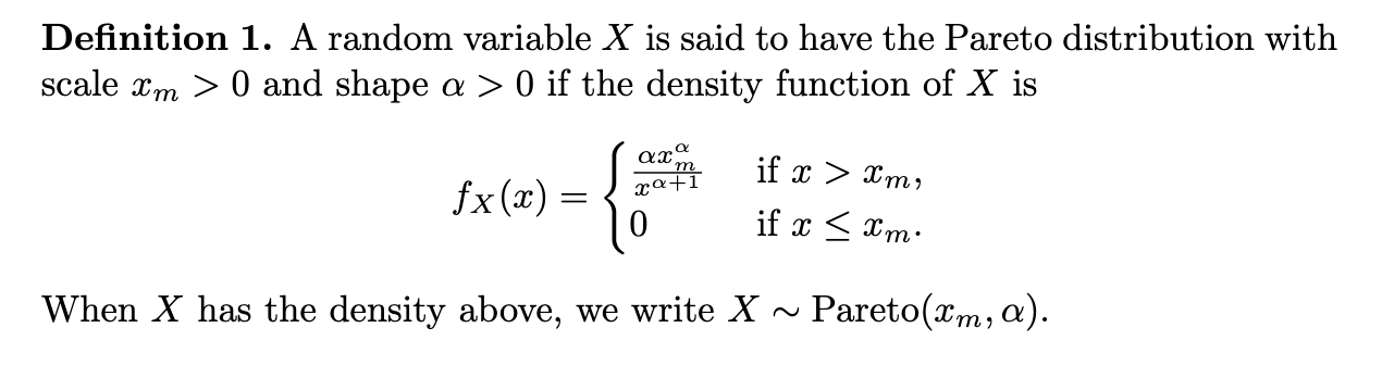 Problem 2. Let X∼Pareto (xm,α) (a) (3 point) E[X] is | Chegg.com