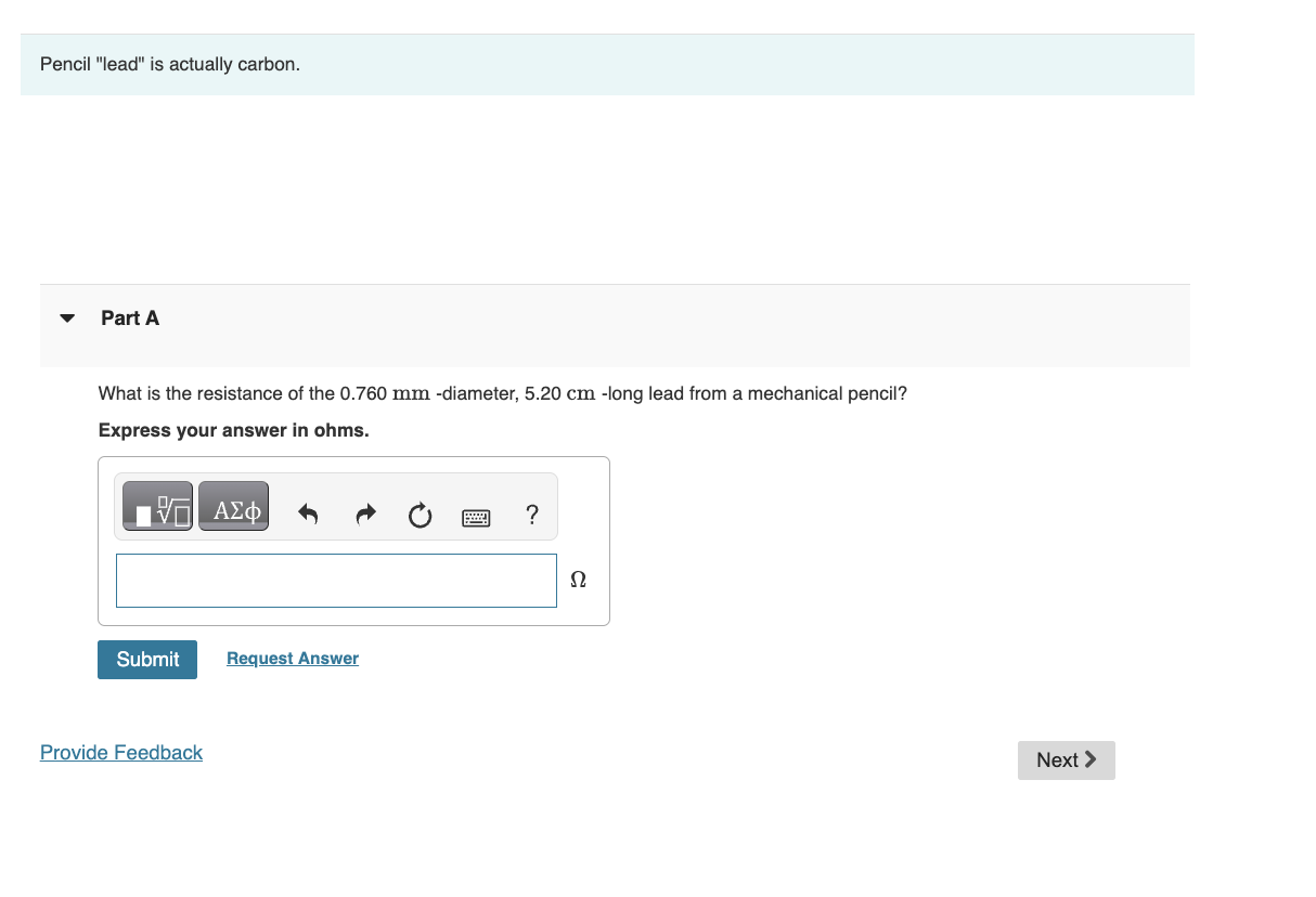 Solved Pencil "lead" is actually carbon. Part A What is the