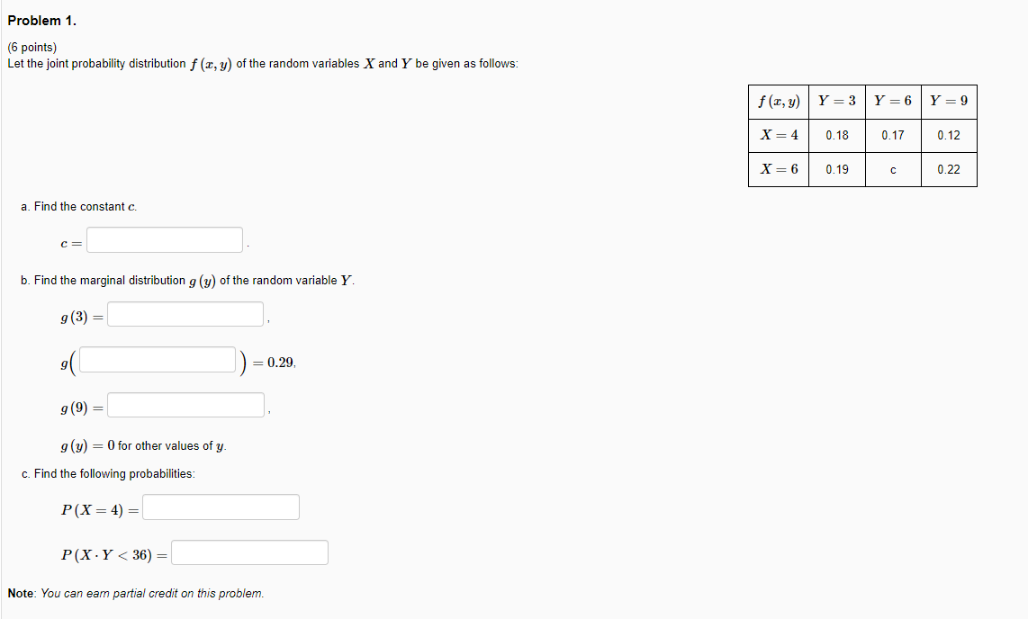 Solved Problem 1. (6 points) Let the joint probability | Chegg.com