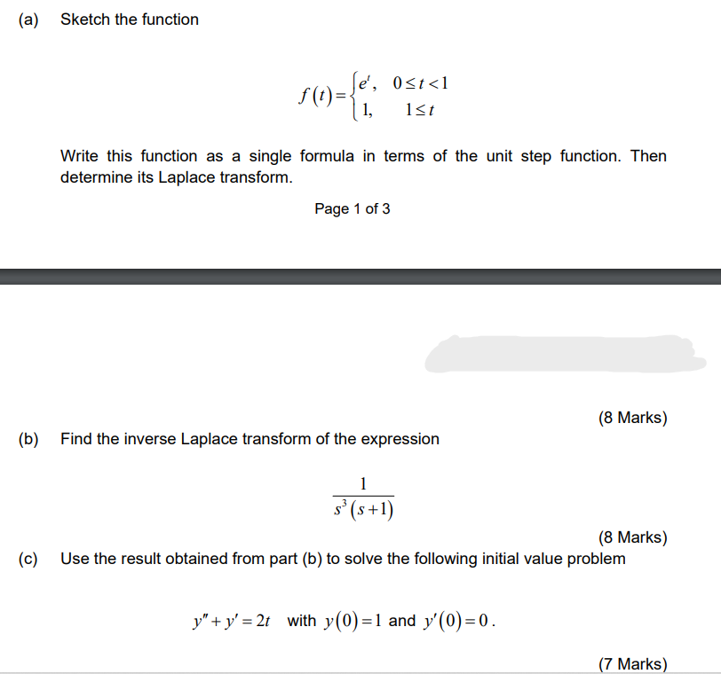Solved (a) Sketch the function f(t) = { 0 | Chegg.com
