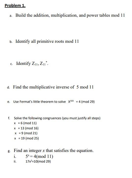 Solved Problem 1. a. Build the addition, multiplication, and | Chegg.com