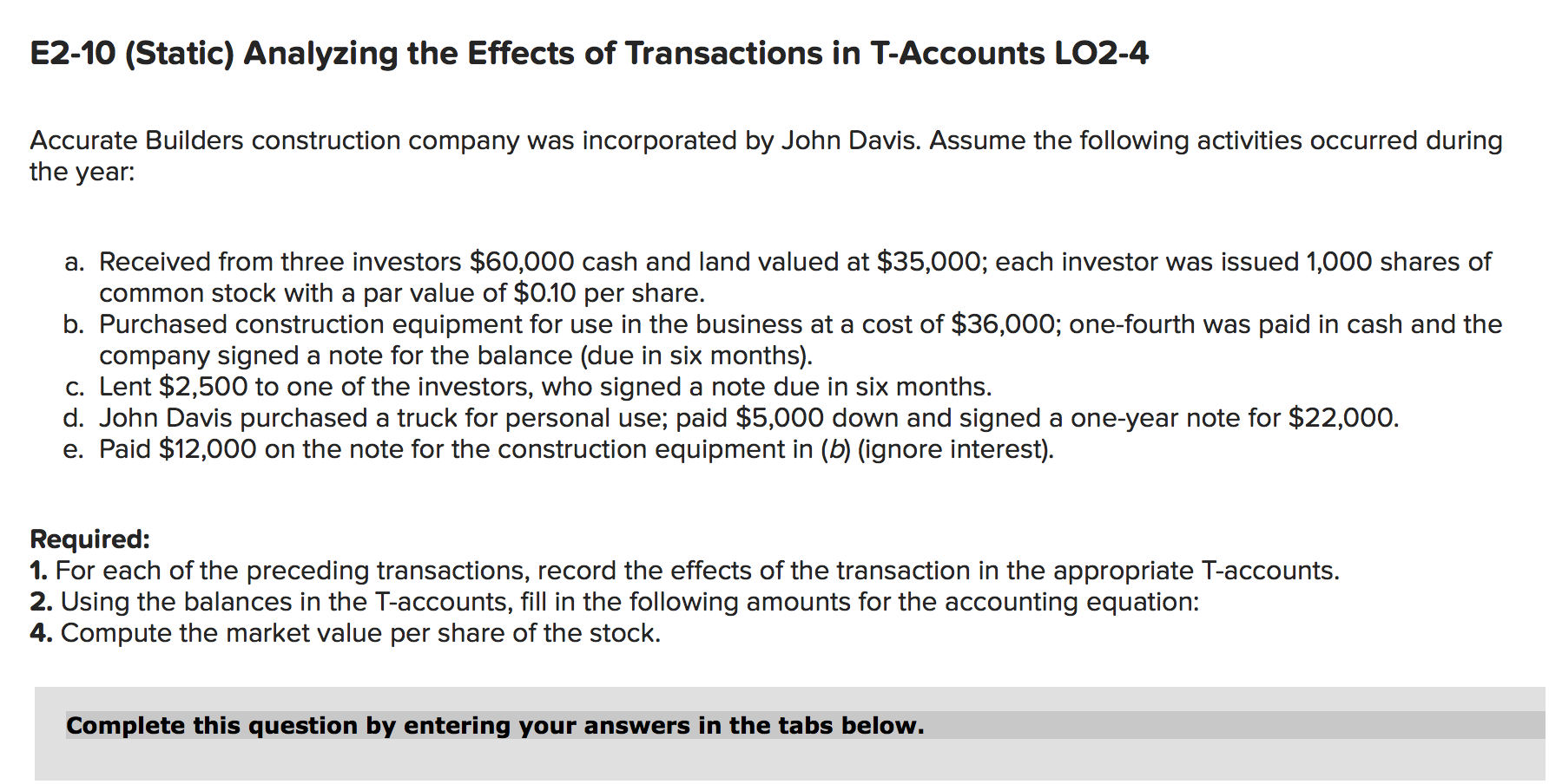 Solved E2-10 (Static) Analyzing the Effects of Transactions | Chegg.com