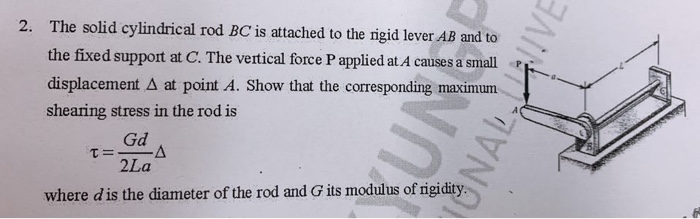 Solved 2. The solid cylindrical rod BC is attached to the | Chegg.com