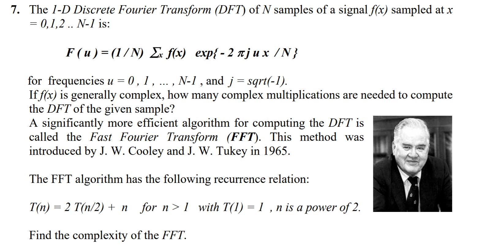 The 1-D Discrete Fourier Transform (DFT) of N samples | Chegg.com
